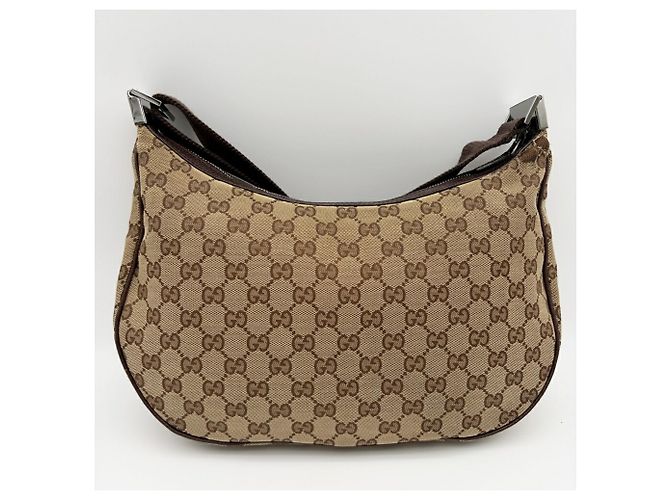Borsa a tracolla Gucci in tela beige e marrone - vista 3