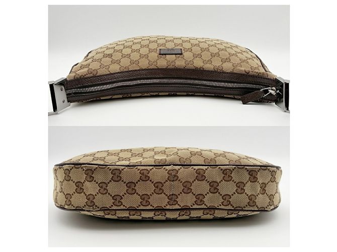 Borsa a tracolla Gucci in tela beige e marrone - vista 5