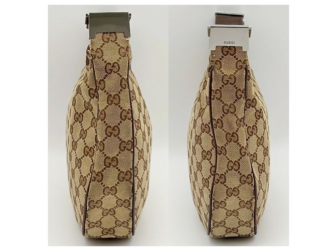 Borsa a tracolla Gucci in tela beige e marrone - vista 6