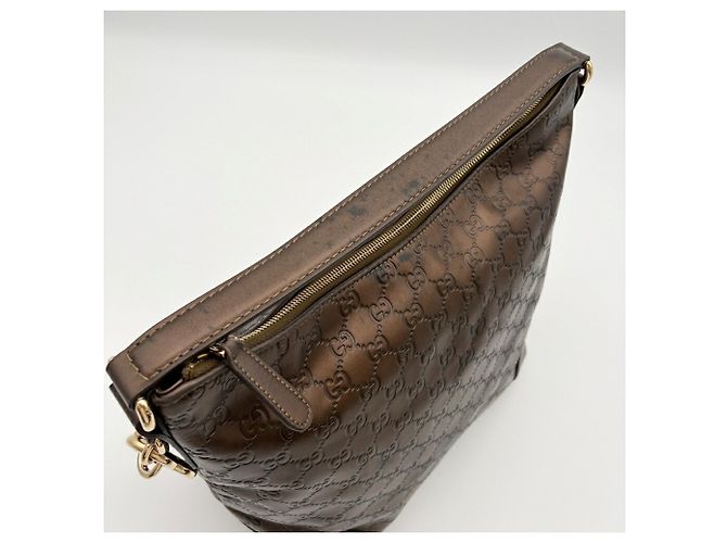 Borsa a tracolla Gucci in pelle bronzo - vista 13
