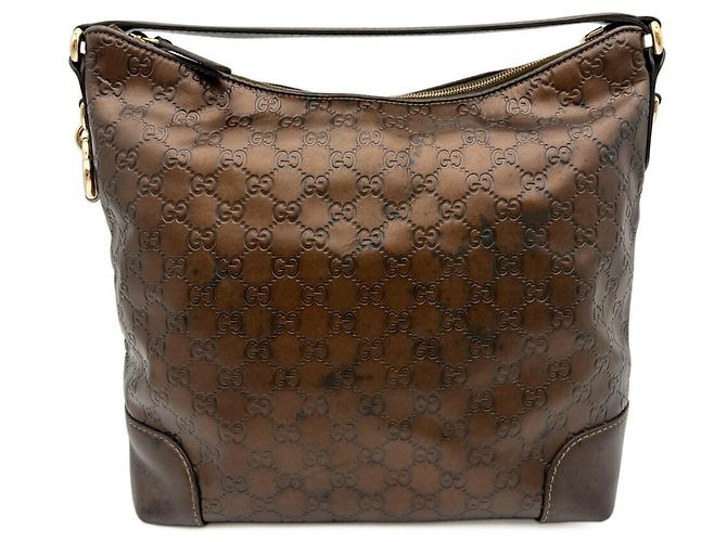 Borsa a tracolla Gucci in pelle bronzo - vista 2