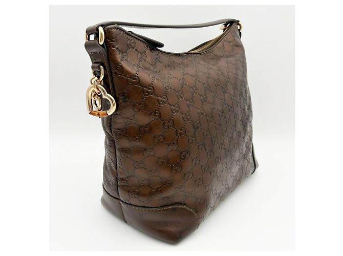 Borsa a tracolla Gucci in pelle bronzo - vista 4