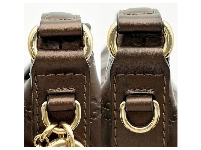 Borsa a tracolla Gucci in pelle bronzo - vista 7