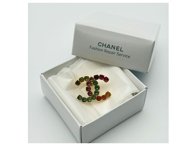 Chanel vergoldete Strass-Brosche Mehrfarben Golden - Ansicht 10