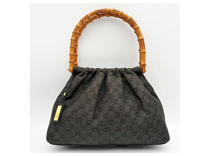 Gucci Bamboo Shoulder Tote Bag Schultertasche Schwarz Anthrazitgrau - Ansicht 3