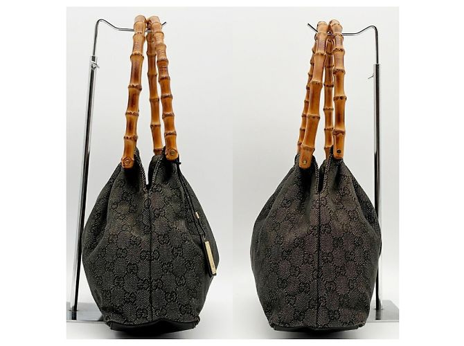 Gucci Bamboo Shoulder Tote Bag Schultertasche Schwarz Anthrazitgrau - Ansicht 5