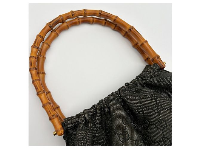 Gucci Bamboo Shoulder Tote Bag Schultertasche Schwarz Anthrazitgrau - Ansicht 9