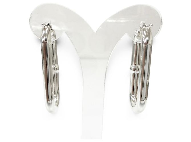 Orecchini a cerchio con catena ovale Bottega Veneta in argento 925 - vista 4