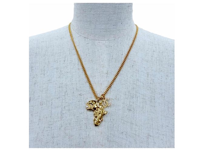 Collar Chanel G23A de metal con logo Coco, perlas eco y pedrería Dorado - vista 3