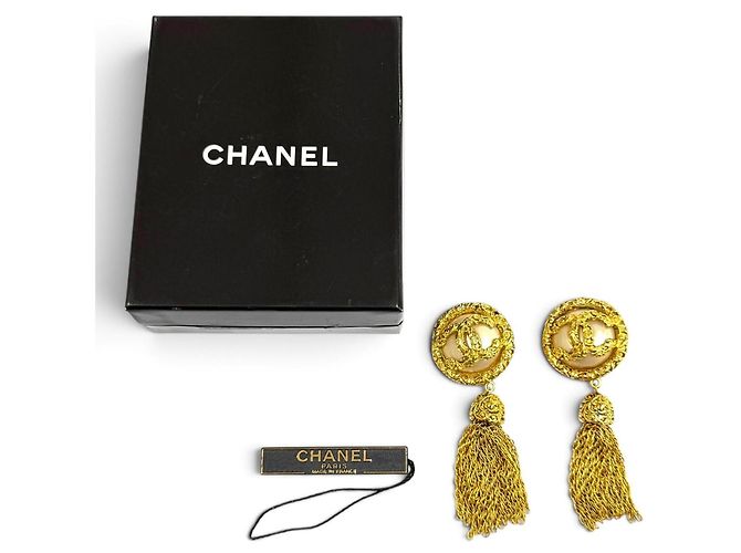 Orecchini Chanel Vintage 93A Coco Mark Lava Pearl D'oro - vista 2