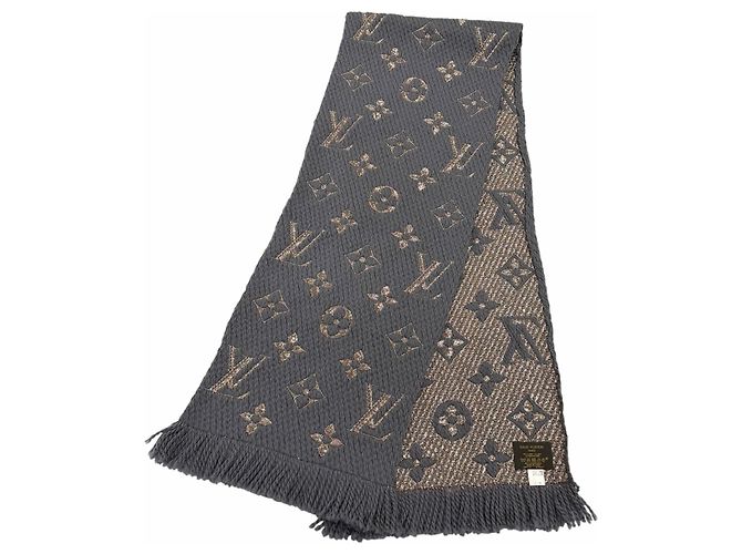 Sciarpa Louis Vuitton Logomania Shine in misto lana e seta - vista 4