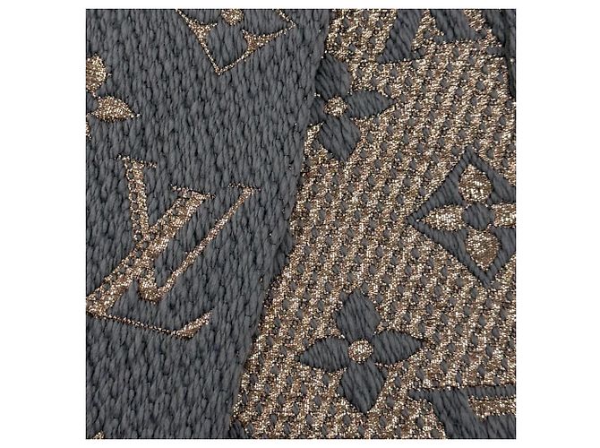 Sciarpa Louis Vuitton Logomania Shine in misto lana e seta - vista 5