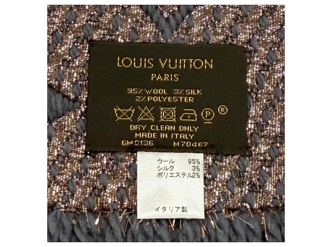Sciarpa Louis Vuitton Logomania Shine in misto lana e seta - vista 7