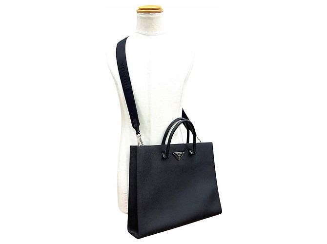 Borsa Tote Prada in pelle Saffiano Nero - vista 2