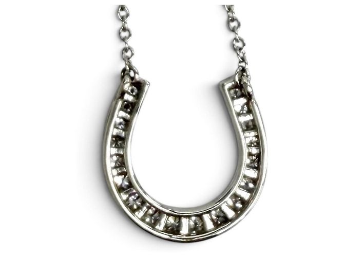 Autre Marque Collana Ferro di Cavallo Tiffany PT950 Diamanti Argento - vista 3