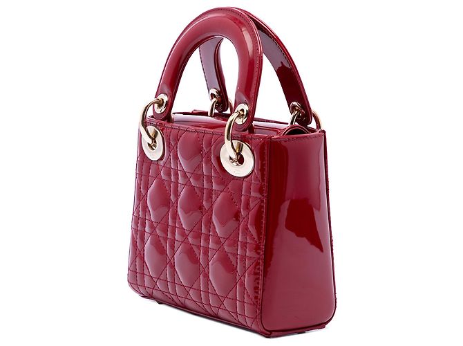 Autre Marque Dior Red Mini Patent Cannage Lady Dior Rosso Bordò - vista 2