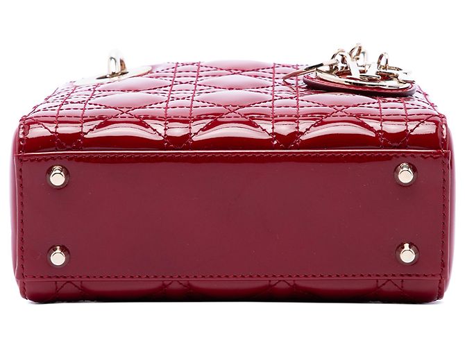 Autre Marque Dior Red Mini Patent Cannage Lady Dior Rosso Bordò - vista 3