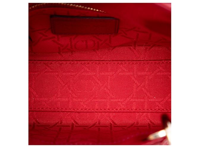 Autre Marque Dior Red Mini Patent Cannage Lady Dior Rosso Bordò - vista 4