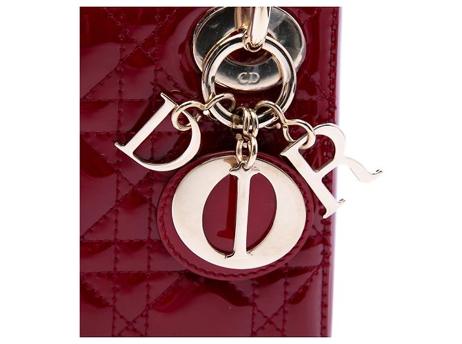 Autre Marque Dior Red Mini Patent Cannage Lady Dior Rosso Bordò - vista 5