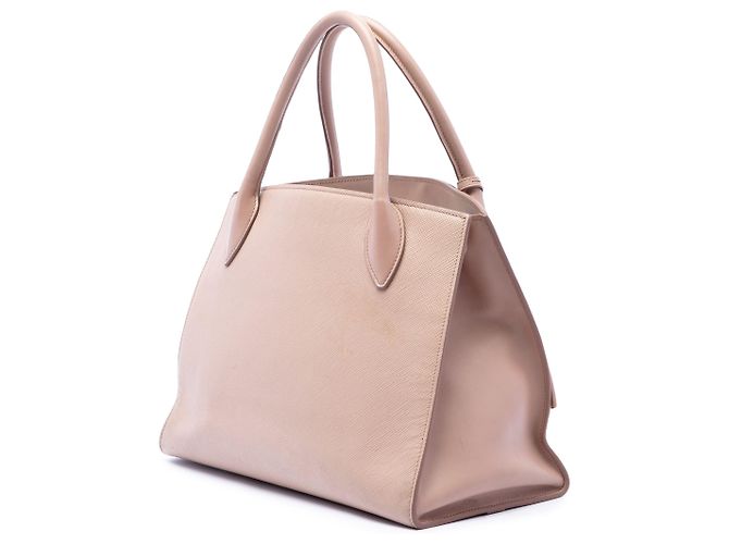 Prada Monochrome Top Handle Tote aus Saffiano-Leder in Braun, Größe Medium Fleisch - Ansicht 3