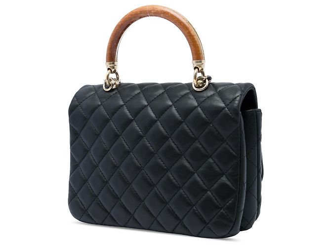 Borsa Chanel Knock on Wood in pelle d'agnello matelassé nera Nero - vista 2