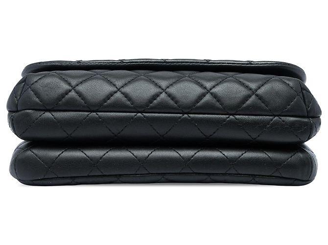 Borsa Chanel Knock on Wood in pelle d'agnello matelassé nera Nero - vista 3
