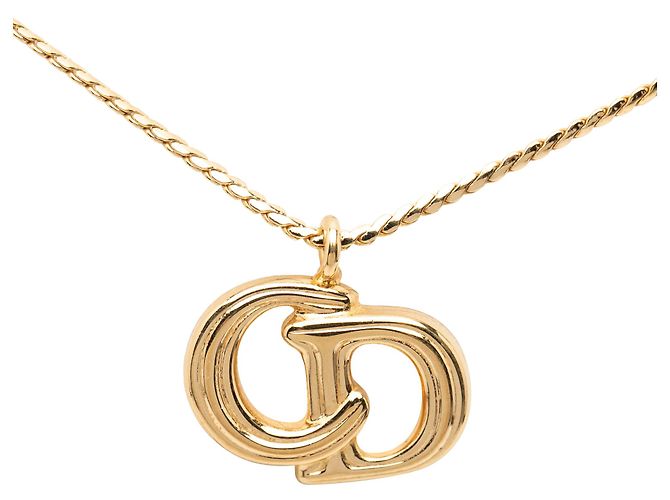 Autre Marque Dior Gold vergoldete Halskette mit CD-Logo-Anhänger Golden - Ansicht 2