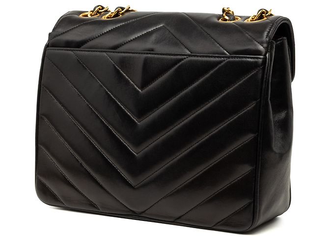 Chanel Black Small Chevron Lambskin Envelope Flap Negro - vista 2