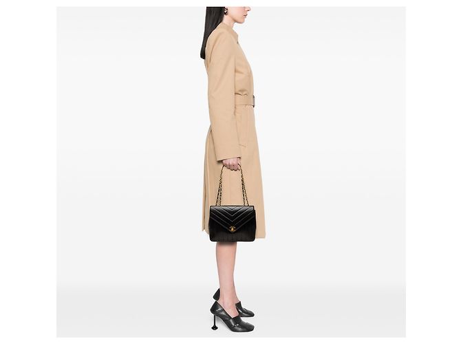 Chanel Black Small Chevron Lambskin Envelope Flap Negro - vista 7