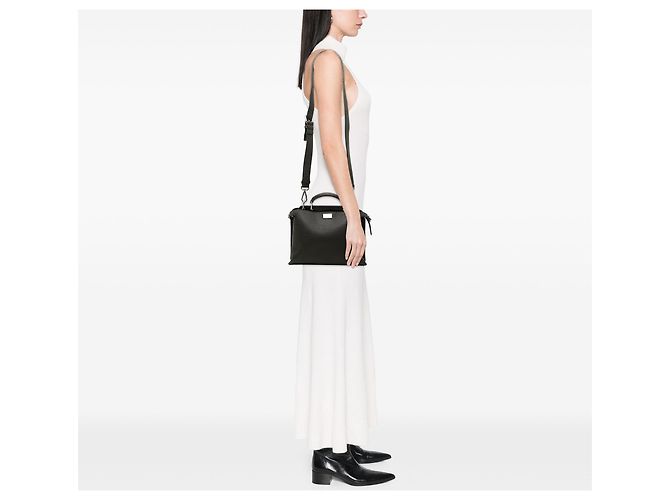 Borsa Fendi Peekaboo Iconic Essential Mini in pelle nera Nero - vista 6