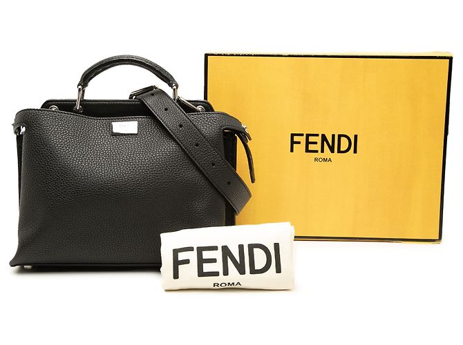Borsa Fendi Peekaboo Iconic Essential Mini in pelle nera Nero - vista 7