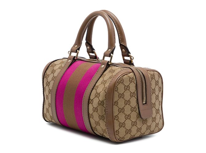 Borsa Boston Gucci Beige Small GG Canvas Web Joy - vista 2