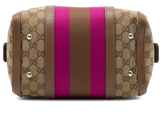 Borsa Boston Gucci Beige Small GG Canvas Web Joy - vista 3