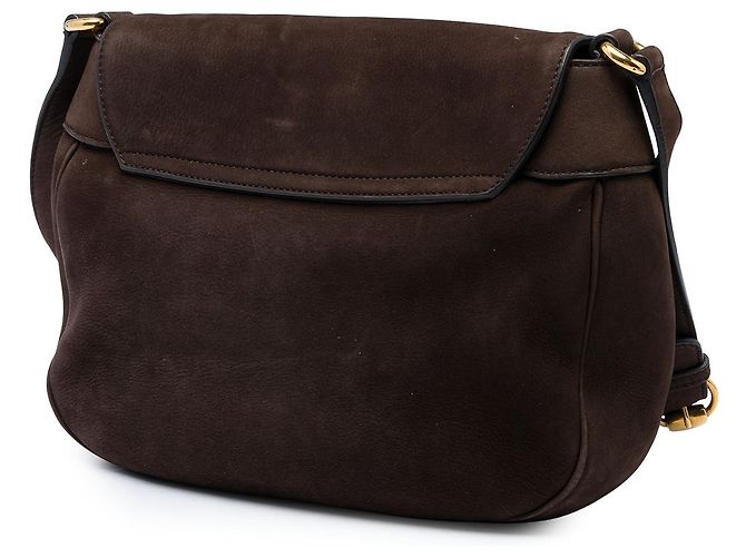 Gucci Brown Nubuck Ribot Horse Head Flap Marrone Marrone scuro - vista 2