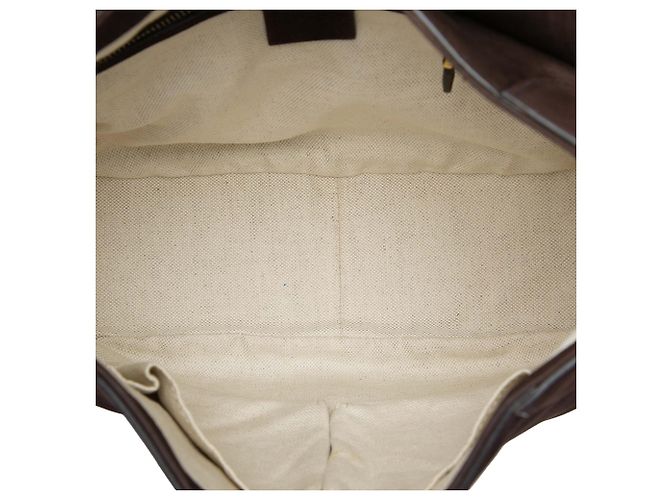 Gucci Brown Nubuck Ribot Horse Head Flap Marrone Marrone scuro - vista 4