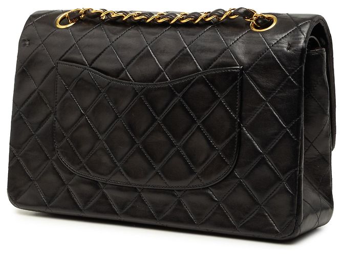 Chanel Black Medium Classic Lambskin Double Flap Schwarz - Ansicht 2