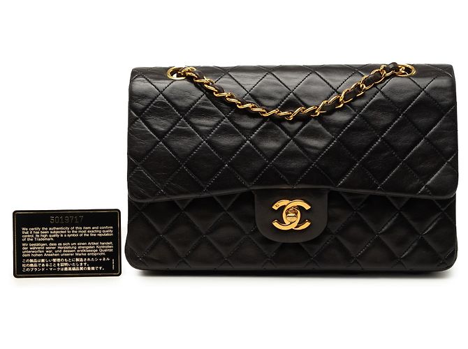 Chanel Black Medium Classic Lambskin Double Flap Schwarz - Ansicht 7