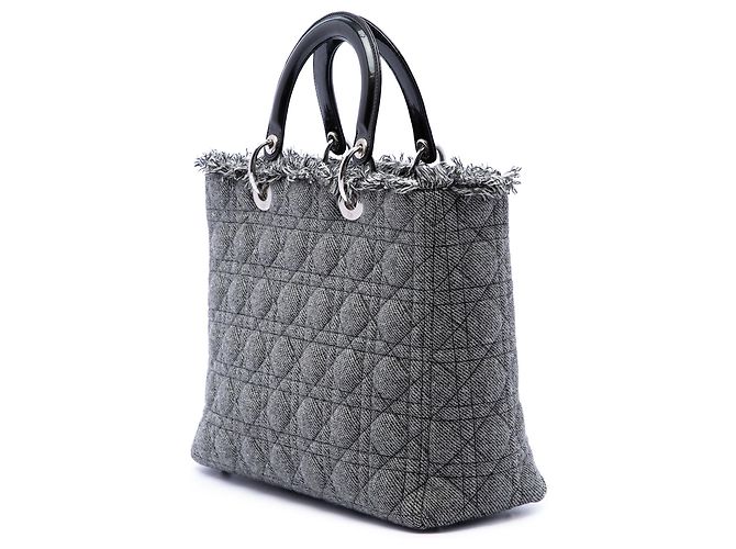 Autre Marque Dior Gray Large Tweed Cannage Lady Dior Marrone - vista 2