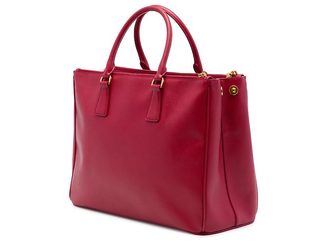 Prada Borsa Tote Galleria Double Zip Large in Saffiano Rossa Rosso - vista 2
