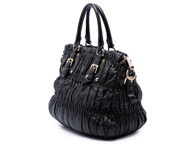 Borsa Satchel Prada in nappa Gaufre nera Nero - vista 2