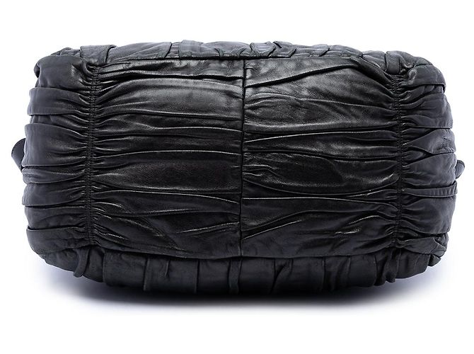 Borsa Satchel Prada in nappa Gaufre nera Nero - vista 3