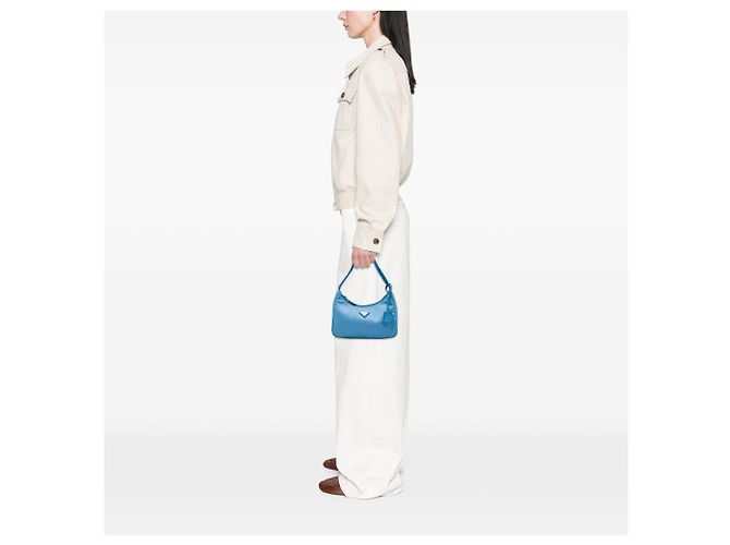 Prada Blue Mini Tessuto Re Edition 2000 Schultertasche Blau - Ansicht 5