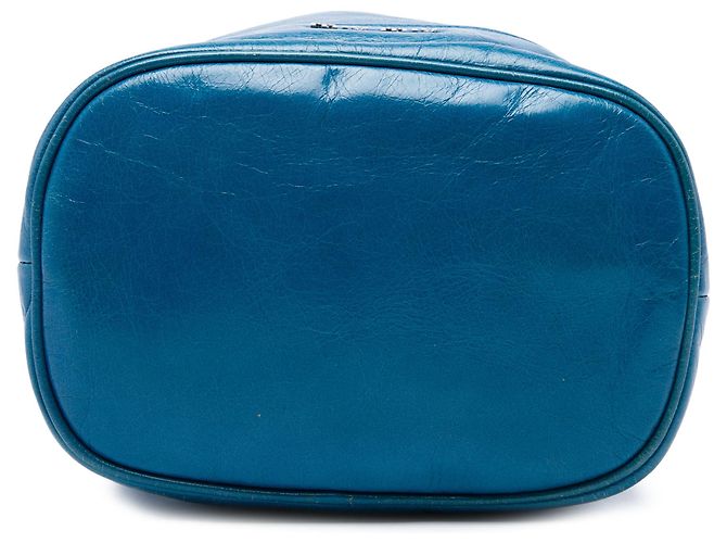 Borsa secchiello Miu Miu in pelle blu - vista 3