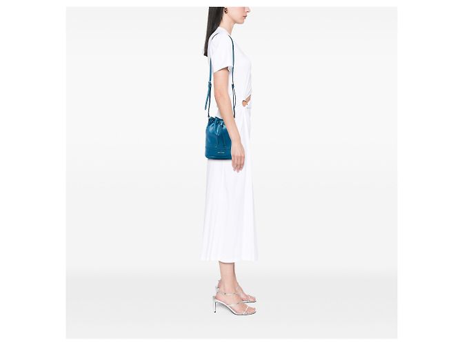 Borsa secchiello Miu Miu in pelle blu - vista 5
