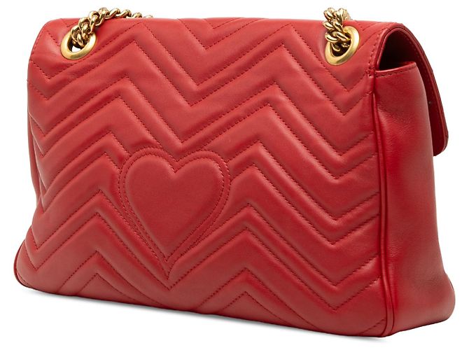 Borsa a tracolla Gucci Large GG Marmont in pelle matelassé rossa Rosso - vista 2