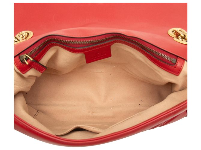 Borsa a tracolla Gucci Large GG Marmont in pelle matelassé rossa Rosso - vista 4