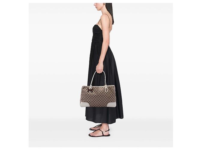 Borsa Tote Gucci Beige GG Canvas Web Princy - vista 6