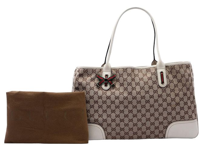 Borsa Tote Gucci Beige GG Canvas Web Princy - vista 7