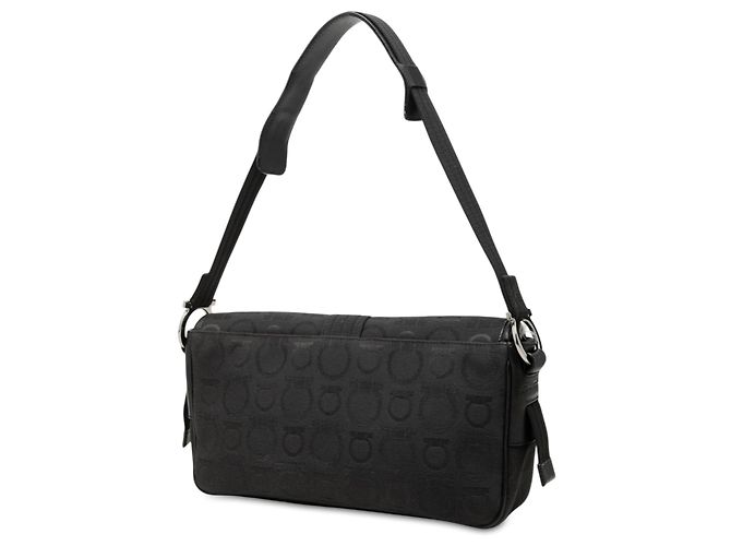 Salvatore Ferragamo Borsa a tracolla Ferragamo in tela Gancini nera Nero - vista 2