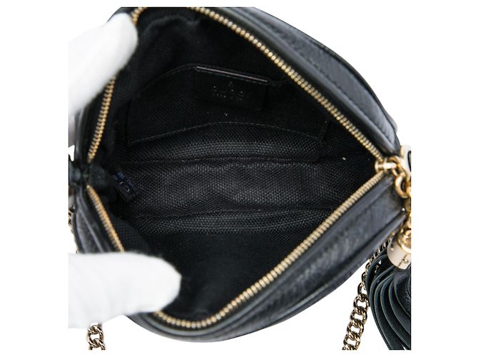 Gucci Mini Borsa a tracolla Soho Chain in vernice nera Nero - vista 4